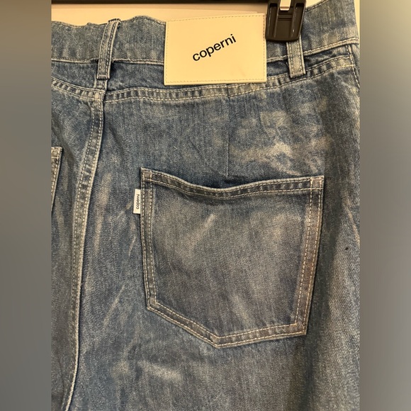 COPERNI  STRAIGHT SHIMMER LEG COATED DENIM JEANS IRIDESCENT BLUE US 8 FR 40 - Picture 5 of 9